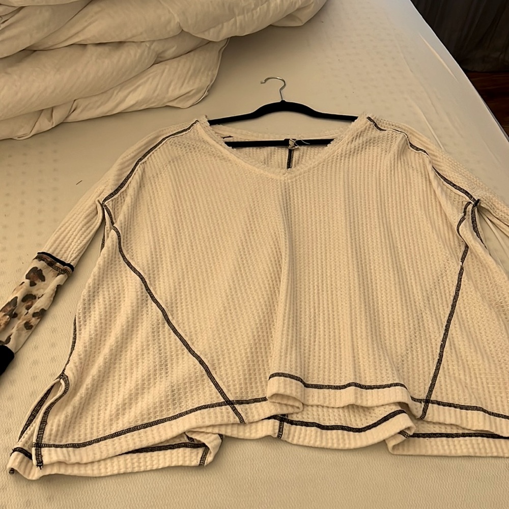 Free people top new / worn once - cream and leopard. Size xs